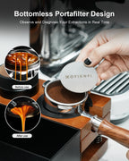 54mm Bottomless Portafilter 3 Ears, Bottomless Naked Portafilter Compatible with Breville/Sage Barista Express BES870/876/878/880/881/450/500/810/840, with Puck Screen and 18g Filter Basket - Rosewood