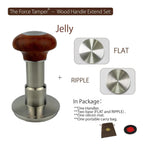 The Force Tamper Automatic Impact Adjustable Constant Pressure and Autoleveling Coffee Tamper Reddish Brown Jellyfish Wooden Handle Set Pro (Extend Set, 53.50mm)