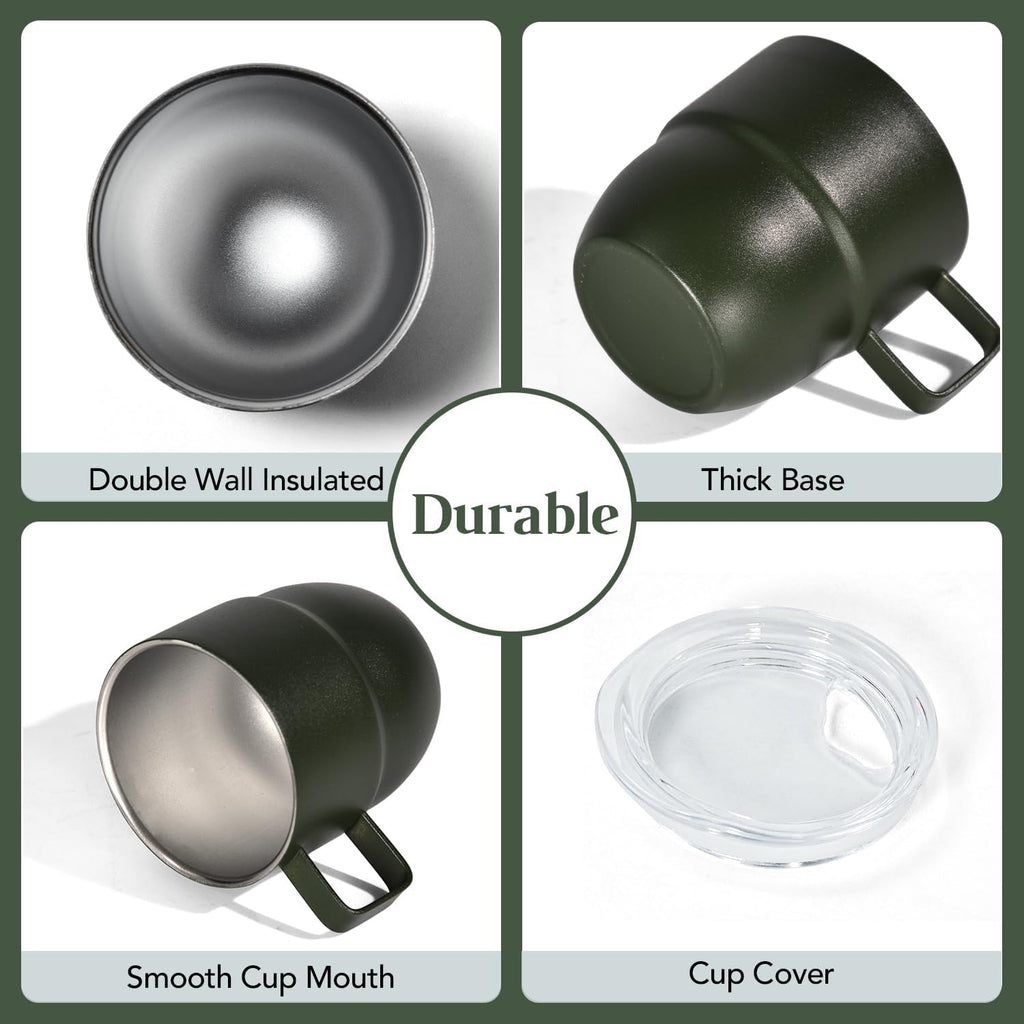 4oz Stackable Cup, Vacuum Insulated Espresso Cup Set of 2, Espresso Shot Mug for Coffee, Double Wall Stainless Steel Mini Tumbler Shot Glasses with Straw and Lid