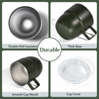 4oz Stackable Cup, Vacuum Insulated Espresso Cup Set of 2, Espresso Shot Mug for Coffee, Double Wall Stainless Steel Mini Tumbler Shot Glasses with Straw and Lid