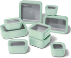 Caraway 25pc Glass Food Storage Set - Glass Storage Containers for Food - Non-Toxic Ceramic-Coated Glass - Air Release Technology - Compact & Stackable Design - Mist