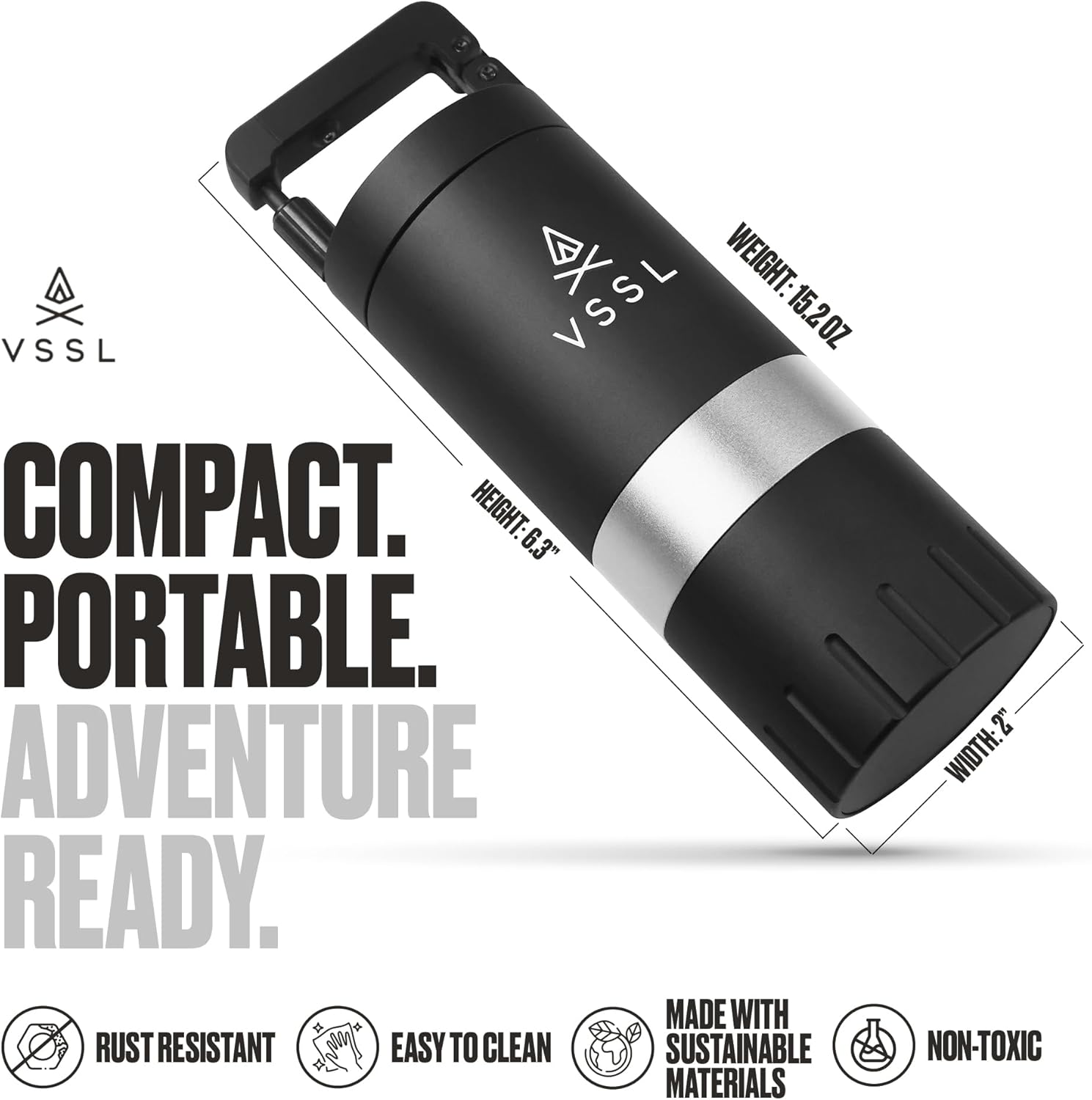 Java G25 Coffee Manual Coffee Grinder, Up To 25 Gram Capacity, Stainless Steel Conical Burr, Black