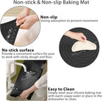 Silicone Baking Mat 32" x 24" Extra Thickness Dough Rolling Mat with Measurements and Edge Heightening, Non-stick Food Grade Silicone Pastry Mat for Pastry, Bread, Cookies, Pizza, Fondant, Pasta-Black
