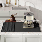 Silicone Coffee mat 24''x16'' – Non-Slip Bar Mat with Detachable Drying Layer for Espresso Machines, Countertops & Dish Racks