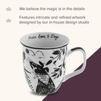 Karma Gifts 16 oz Black and White Boho Mug Dog - Cute Coffee and Tea Mug - Ceramic Coffee Mugs for Women and Men