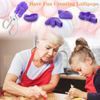 3 Set Cake Pop Molds with Detachable Anti slip Handle, Heart Flower Star Silicone Molds Kit Set, Cake Pop Mold for Lollipop Candies Chocolates