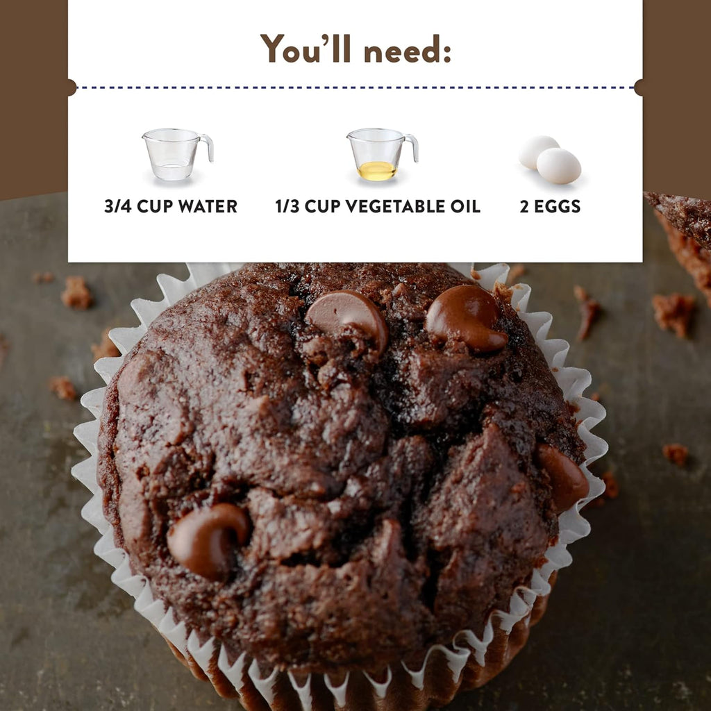 Krusteaz Muffin Mix, Double Chocolate Muffin Mix, Made with Real Chocolate Chips & No Artificial Flavors, Colors or Preservatives, 20 Ounce Box (Pack of 4)