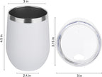 DOMICARE Stainless Steel Wine Tumbler Bulk with Lid, Personalized White Insulated Tumblers Set, 12oz Travel Coffee Cups Pack of 4