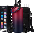 87 oz Insulated Water Bottle with Straw - Stainless Steel Sports Water Bottle, Double Wall Thermo Mug, Leak-Proof, 48h Cold-24h Hot, BPA Free, Rose Purple Gradient, Outdoor Activities