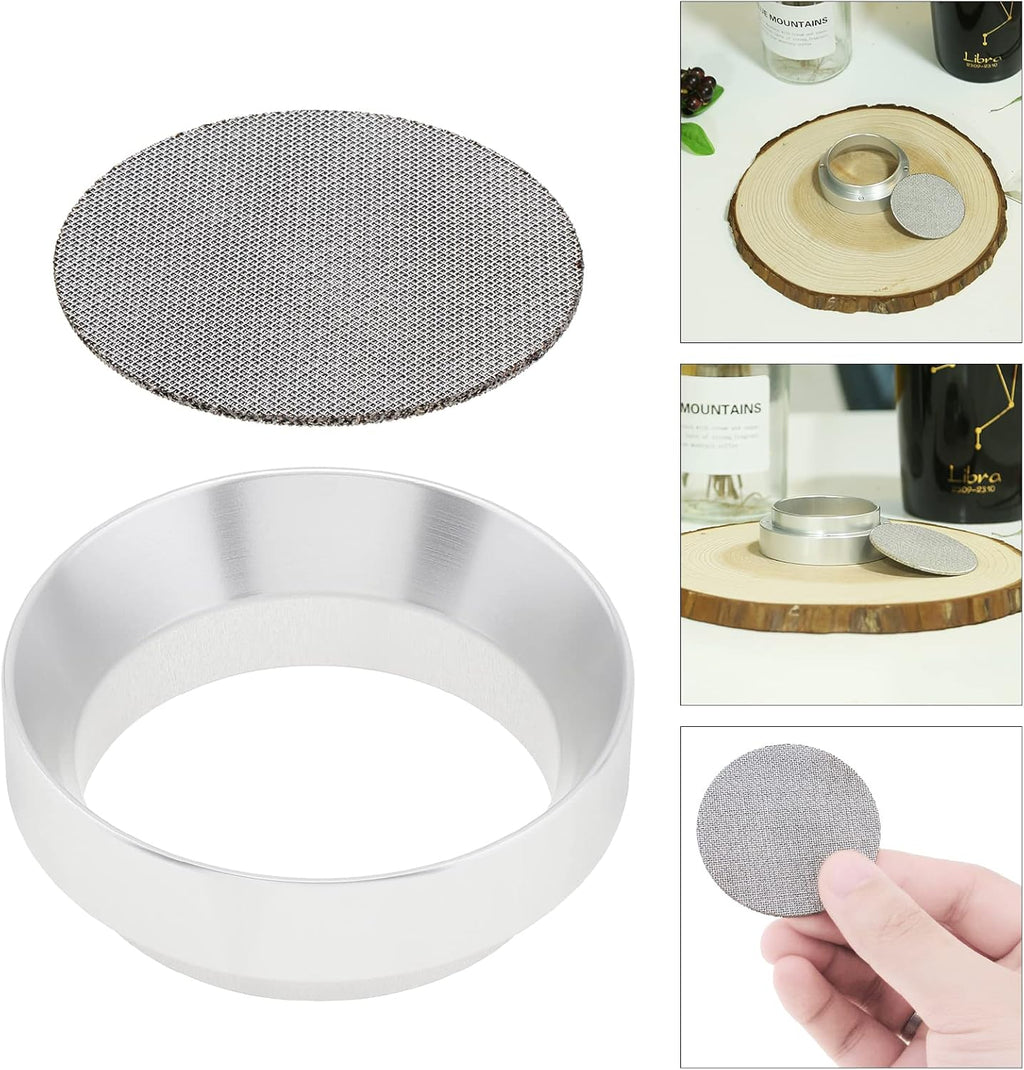 51mm Espresso Dosing Funnel and Puck Screen, Magnetic Espresso Coffee Dosing Ring, Reusable 1.7mm Thickness Espresso Puck Screen 316 Stainless Steel Fits 51mm Portafilter