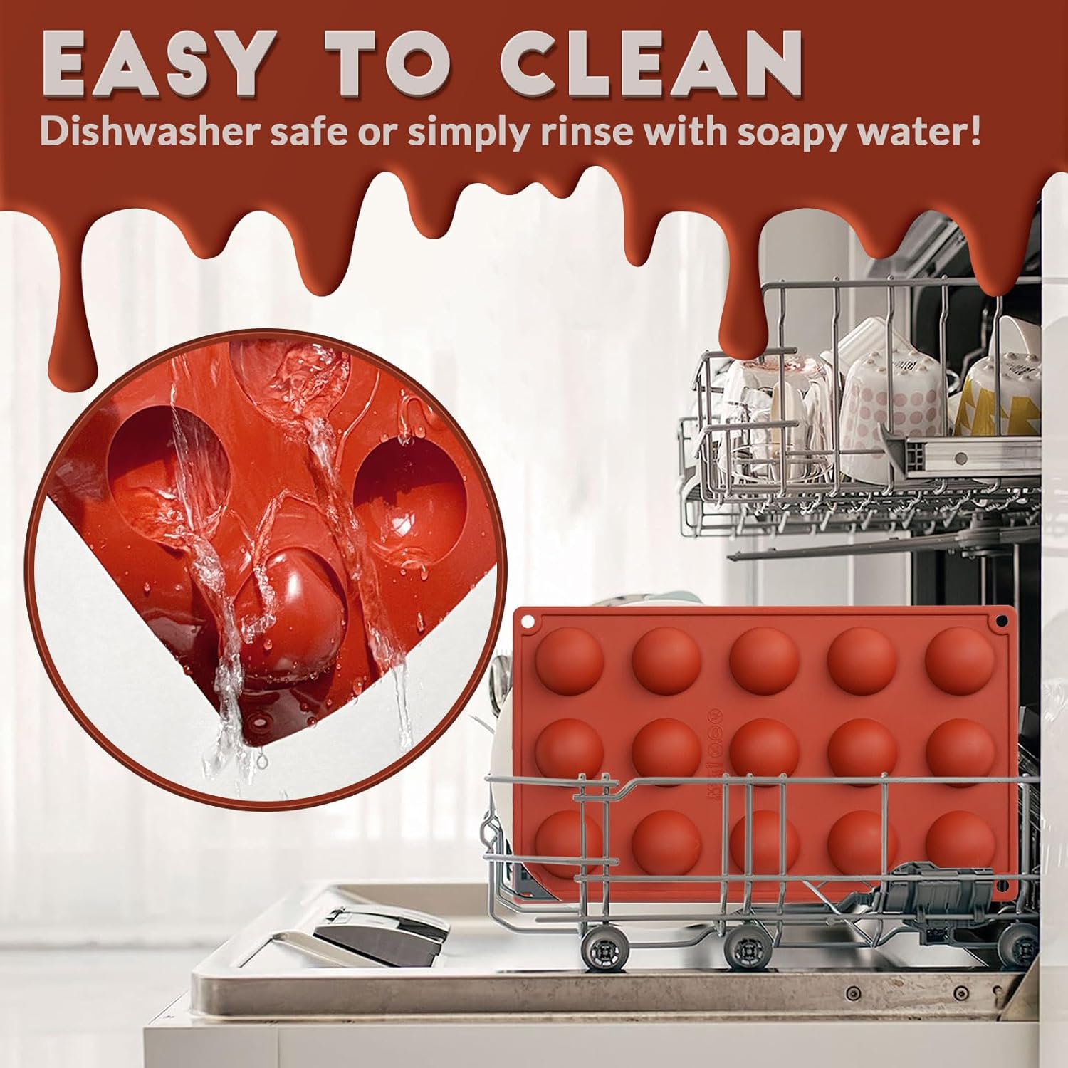 HKNMTT Silicone Semi-Sphere Molds 15 Cavities 2-Pack 1.5" for Chocolate Truffles Jelly Fat Bombs Gelatina, Small Baking Round Half Sphere Candy Moulds, Homemade Freeze Food Grade BPA Free Oven Safe