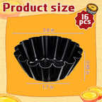 LemonRoad 16 Pcs Egg Tart Molds, Non-stick Carbon Steel Tart Pans, Mini Pie Moulds, Muffin Cupcake Pudding Baking Cup Maker - for Pies, Chinese Egg Tarts, Cakes (2.6 Inch)