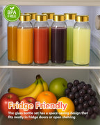 Zukro Glass Water Bottles with Lids 10 oz, Reusable Clear Juice Bottles With Stainless Steel Airtight Cap for Juicing, 100% Leak Proof Juice Drinking Jar for Ginger and Milk, BPA Free