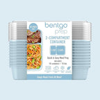 Bentgo Prep - 20-Piece 2-Compartment Reusable Meal Prep Containers with Lids, PFAS & BPA Free Materials, Durable, Microwave, Freezer, & Dishwasher Safe To Go Food Storage (Sky)