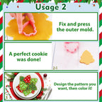 Leesgel Christmas Cookie Cutters, 3D Christmas Holiday Cookie Cutters Shapes with Santa/Xmas Tree/House/Deer, Christmas Party Decorations Ornaments