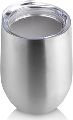 DOMICARE Stainless Steel Wine Tumbler Bulk with Lid, Personalized Insulated Tumblers Set, 12oz Travel Coffee Cups Pack of 1, Stainless steel