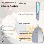 To encounter 5 Pieces Silicone Spatula Set, Non-Stick Silicone Turner Spatulas, Heat Resistance Cooking Utensils, Flip Turner for Fish, Egg, Pancake, Light Grey