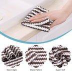 Homaxy 12 Pack Kitchen Dish Cloths, Ultra Soft and Absorbent Dish Towels, Reusable Fast Drying Microfiber Cleaning Cloth, Coral Velvet Wave Design No-lint, 10 x 10 inches, Brown