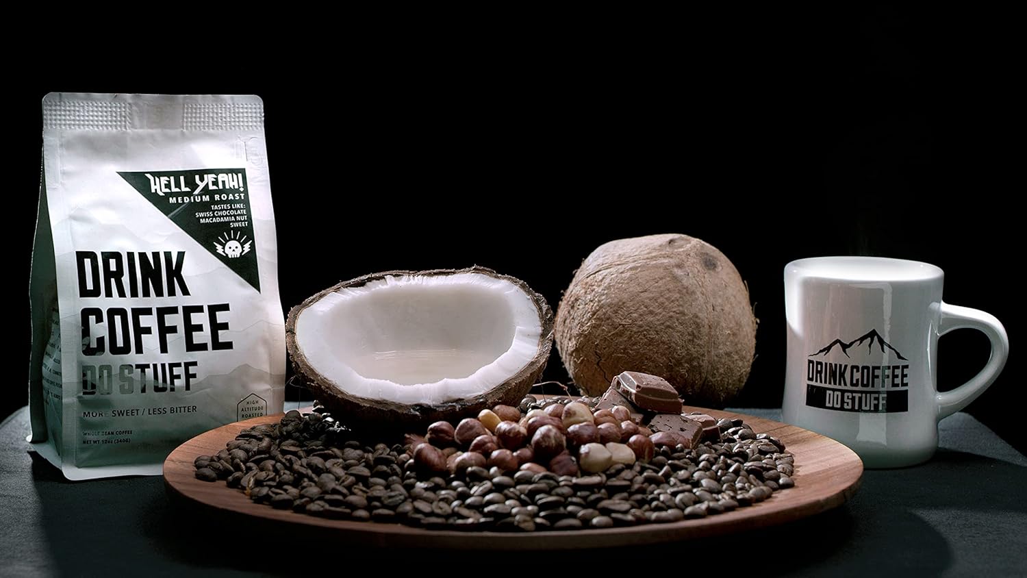 Drink Coffee Do Stuff, Blend, 2 Pound Bag, Whole Bean, Medium Roast, Sweet, Chocolate, Caffeine, Organic, Lake Tahoe Coffee (Hell Yeah!)