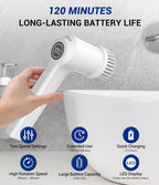 AIRSEE Cordless Electric Spin Scrubber, Handheld Power Shower Cleaner Brush, 2 speeds, 6 Replaceable Brush Heads for Cleaning Floor, Window, Bathroom, Kitchen, for Elderly & Busy Family