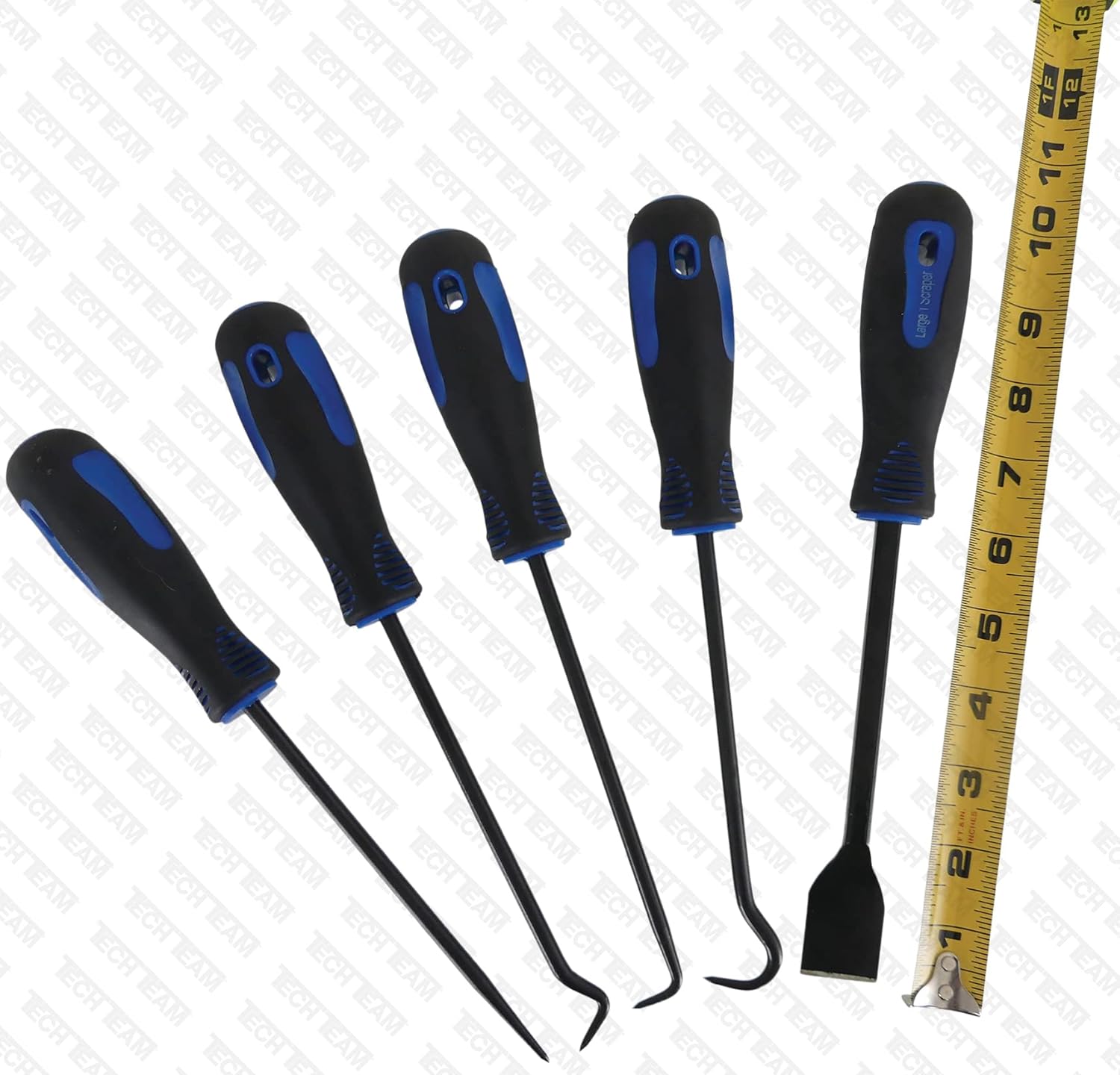 HOOK SCRAPER SET RADIATOR COOLANT HOSE REMOVAL COMFORT GRIPS 4 SMALL SEAL GASKET TOOLS 5 FULL SIZE PICKS TECH TEAM