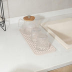 Silicone Dish Drying Mat for Multiple Usage,Easy clean,Eco-friendly,Heat-resistant Silicone Mat for Kitchen Counter,Sink,Bar,Bottle,or Cup Tapioca M 17 inches x 6 inches