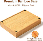 Umilife Kitchen Drawer Organizer, 10 Inch Silverware Utensil Tray Holder, Extra Deep, with Non-Slip Feet & Grooved Drawer Divider, 5 Slots Total Bamboo Wood Caddy for Flatware Cutlery Knives