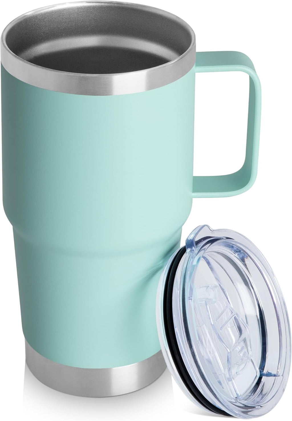 HASLE OUTFITTERS 20oz Tumbler with Lid, Stainless Steel Tumbler with Handle, Metal Insulated Travel Coffee Mug with Handle, Double Wall Vacuum Spill Proof Tumbler Cup, Mint Green 1 Pack