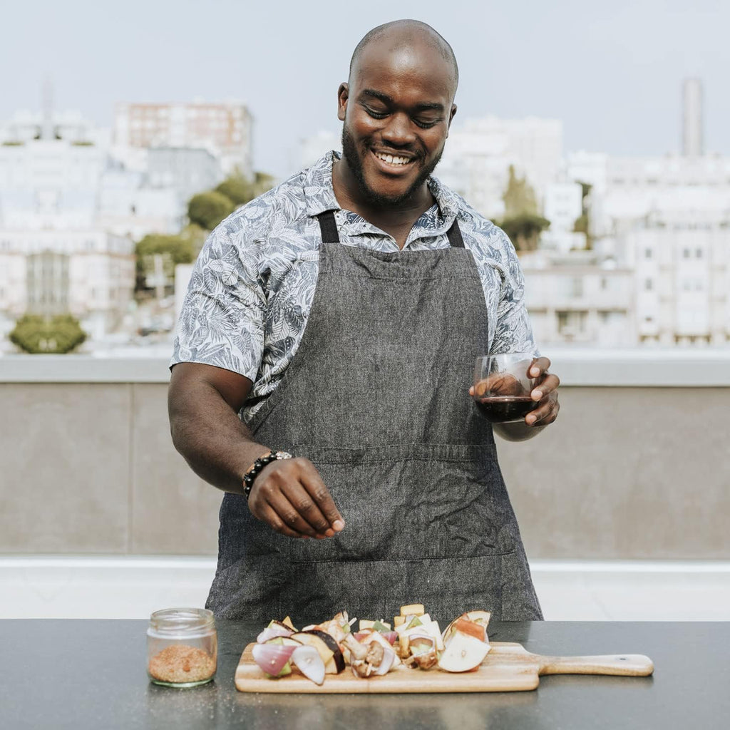 lepni.me Chefs Aprons | Cooking Baking Grilling for Home Restaurant | Premium Kitchen Aprons with Double Pocket for Men Women