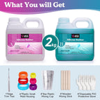 LET'S RESIN Super Elastic Silicone Mold Making Kit 10A,70.5oz Jade Green Mold Making Liquid Silicone Rubber, Ideal for Casting Resin Molds/Silicone Molds/Candle Molds/Silicone Inlay (2KG)