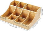 Coffee Bar Organizer for Countertop, Wooden Condiment Organizer Coffee Station Organizer Coffee Cup Pod Holder, Coffee Bar Organizer for Home Office Cafe, 9 Compartment, Wood Color