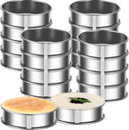 16packs English Muffin Rings Crumpet Rings 4 Inch Stainless Steel Double Rolled Tart Ring Nonstick Metal Round 4'' Ring Molds for Baking Cookies, Pancakesg