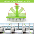 Scrub Cleaning Brush with Long Handle 35'' - Extendable Floor Scrubber with 1 Stiff Bristles & 3 Sponge Brush, Adjustable Lightweigh Detachable Kitchen Brush for Baseboard Shower Bathroom Bathtub Tile