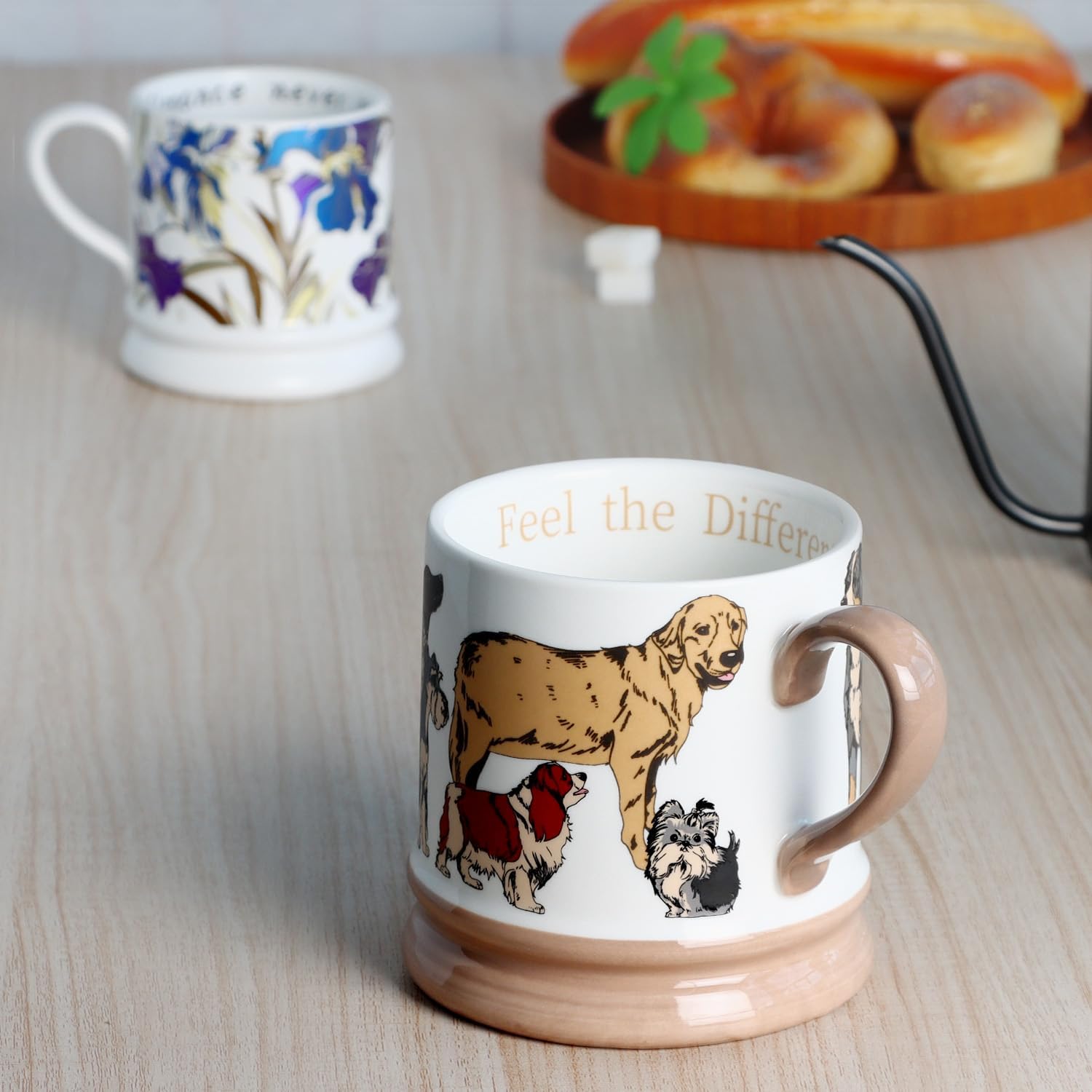 Ceramic Coffee Cappuccino Mug, 13 oz Vintage Animal Mugs Dog Cups Classical Porcelain Tea Cup, Perfect for Tea, Cocoa, Latte - Gifts for Men Woman Dad Mom