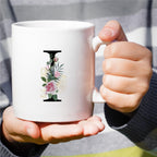 Retreez Initial A-Z Floral Botanical Bouquet Alphabet Monogrammed Monogram Mug 11 Oz Ceramic Tea Coffee Mugs - Appreciation Thank You Wedding Birthday Gifts for her friend coworker sister - I Initial