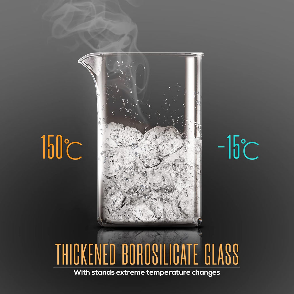 Utopia Kitchen French Press Espresso and Tea Maker with Triple Filters, Stainless Steel Plunger and Heat Resistant Borosilicate Glass (Grey, 34-oz (Pack of 1))