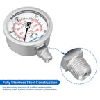 MEASUREMAN Fully Stainless Steel Hydraulic Glycerin Filled Pressure Gauge, 2-1/2" Dial Size,0-200psi/kpa,1/4" NPT Lower Mount