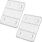 P&P CHEF Cooling Baking Rack Pack of 2, Stainless Steel Cooling Racks for Cooking Baking Roasting Grilling Drying, Dense Wires & Smooth Edge, Easy to clean, Silver, 9.7" x 7.3"