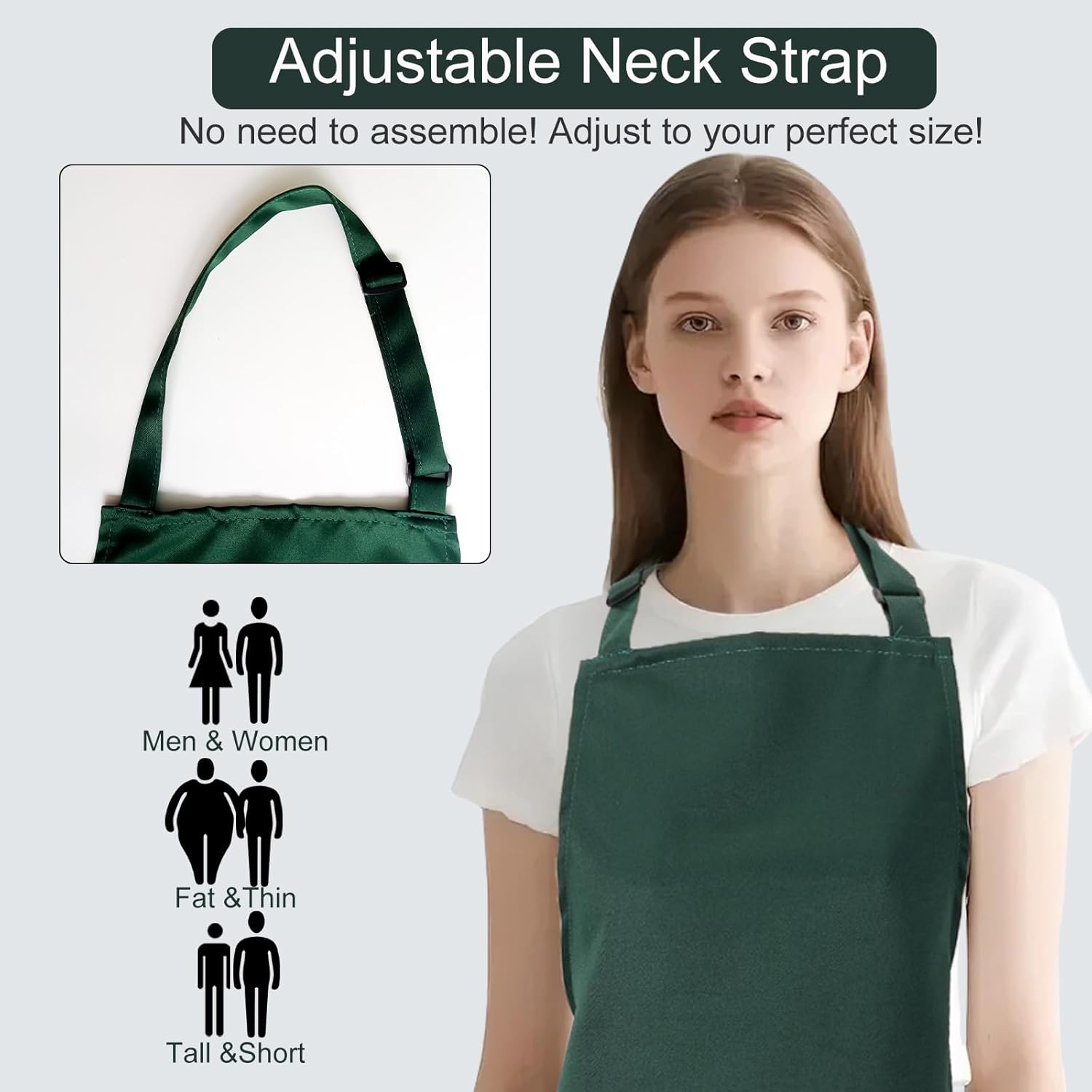 Kitchen Bib Apron for Women Men with Pockets Chef Art Aprons for Cooking Painting Pottery Ceramics