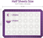 U-Taste 446ºF Heat Resistant Macaron Silicone Baking Mat, Non Stick Reusable Cookies Pastry Sheet Liner with Edge Enhancement Circle Measurement for Oven (Half Sheets Size, Pack of 2, Purple)