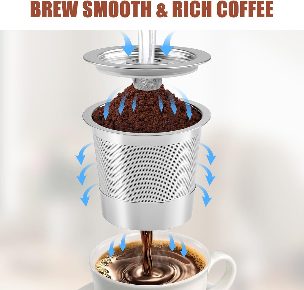 Pro Mael 2-Pack Reusable K Cups Coffee Pods, Universal Stainless Steel Refillable Reusable K Cup Coffee Filters