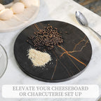 Koville Natural Marble Cutting Board for Kitchen, 11inch Round Hand Crafted Marble Slab for Cheese, Charcuterie, Pastry Board - Wedding Gift, House Warming Gift(NOIRAZIZA)