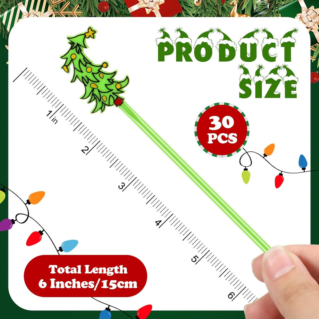30 Pcs Christmas Drink Stirrers Xmas Stir Stick Holiday Coffee Swizzle Stick Reusable Plastic Hot Cocoa Bar Chocolate Decoration Cocktail Mixer(Whimsical Tree,Fresh Color)