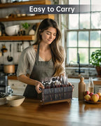 Classic Farmhouse Kitchen Organizer - Exquisite Black Gold Marble Metal Silverware Caddy, 3 Spacious Compartments, Ideal for Cutlery, Cooking Tools & More