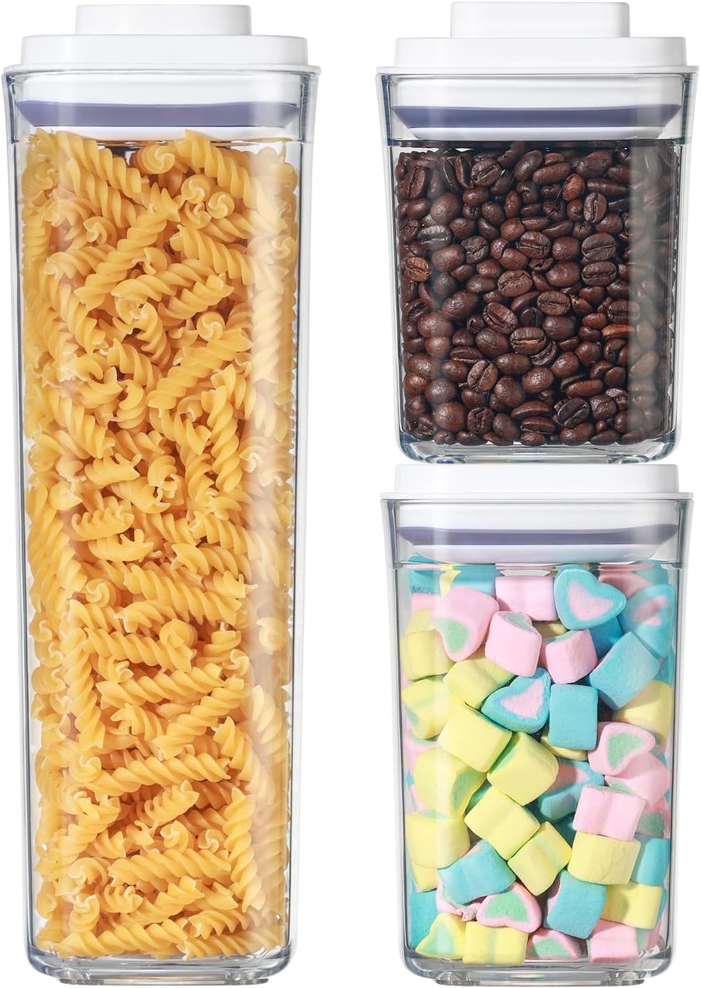 Food Airtight Containers storage with Lids 3 Pack One Button Open/POP UP/Kitchen Storage Organization for Coffee Tea Brown Sugar Cereals 700ml/950ml/1800ml