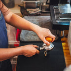 uxcell 58mm Espresso Tamper, Stainless Steel Press Tool Tamper with Wooden Handle, Espresso Accessories for Baristas, Home, Shops, Cafe (Flat Base, Deep Wooden)