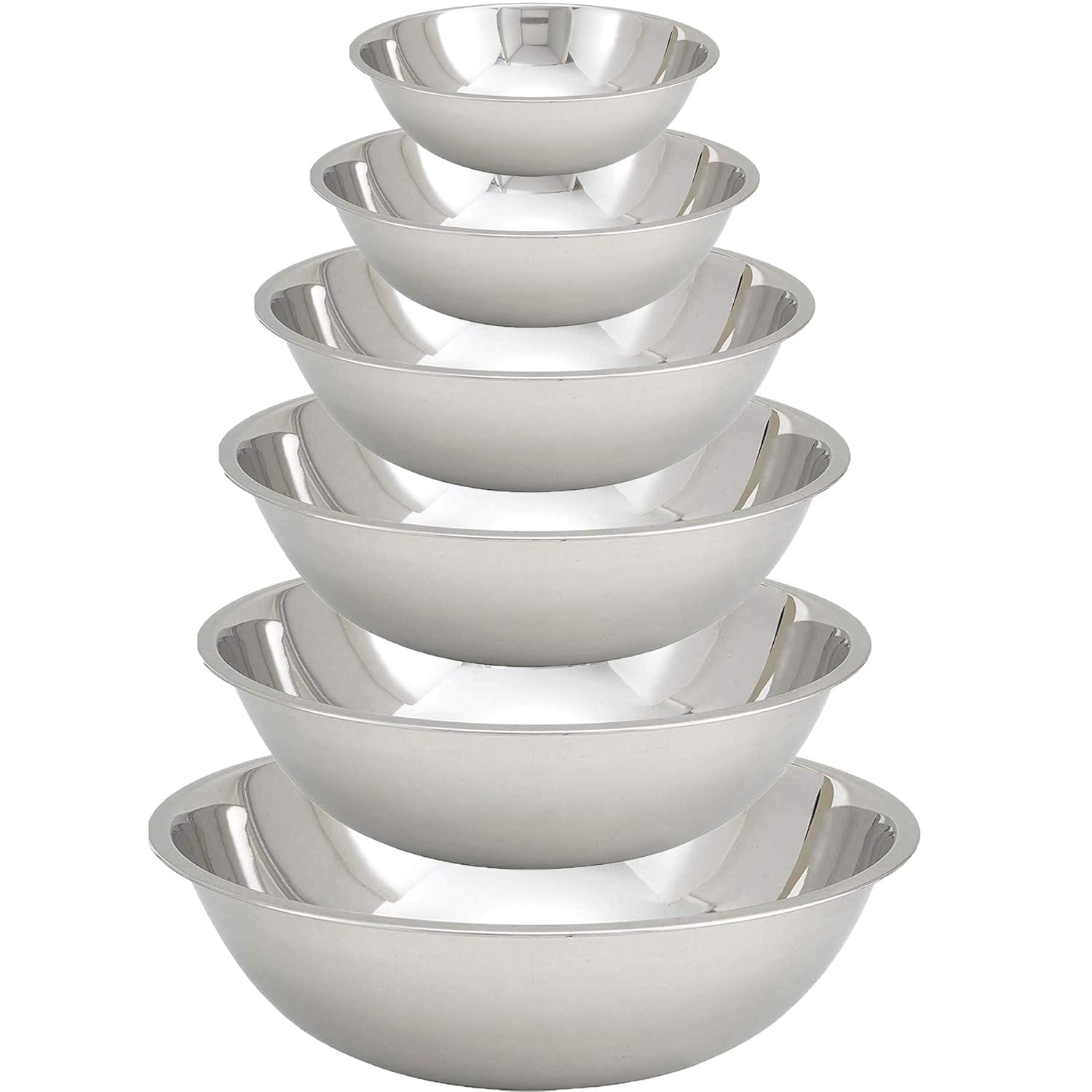 Tiger Chef Stainless Steel Mixing Bowls Set for Kitchen - Nesting Prep Bowls (Set of 6)