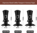 Coffee Tamper 51mm, Espresso Tamper with 2 Spring Loaded Tamper, Barista Coffee Tamper Tools with Aluminum Tamper Stand Holder, 100% Stainless Steel Flat Base Tamper for Espresso Machine(Black)