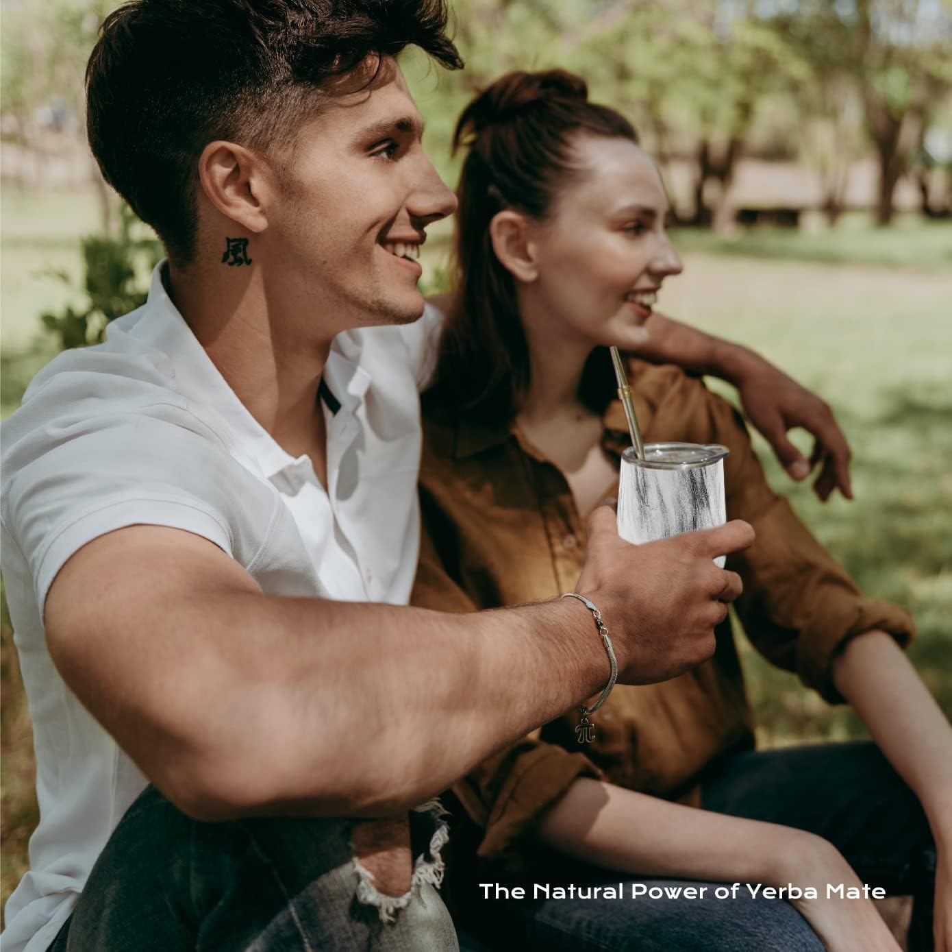 BALIBETOV 5 pcs large Yerba Mate Cup and Bombilla Kit, Includes one 12 oz Yerba Mate Gourd with Lid, Two Bombillas Mate Straw and one cleaning brush | Stainless steel | Double Walled