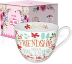 Friendship Coffee Mug, Premium 20 oz Bone China Coffee Tea Hug Mug, Perfect Birthday, Holiday, and Christmas Gift for Women and Female Friends, Designed in England by Harvest Green Studio